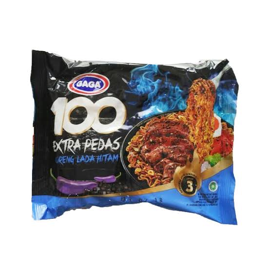 Gaga 100 Mie Goreng Extra Pedas Lada Hitam 85 Gr