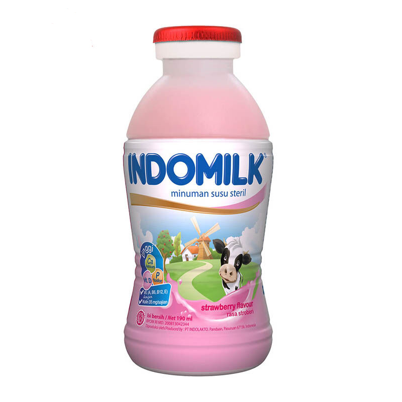 INDOMILK INDOMILK UHT BOTOL STRAWBERRY 190ML BOTOL PLASTIK