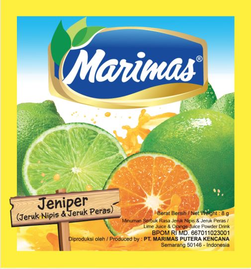 Marimas Jeruk Nipis &amp; Peras Sachet 8 Gr Renceng 10 Pcs
