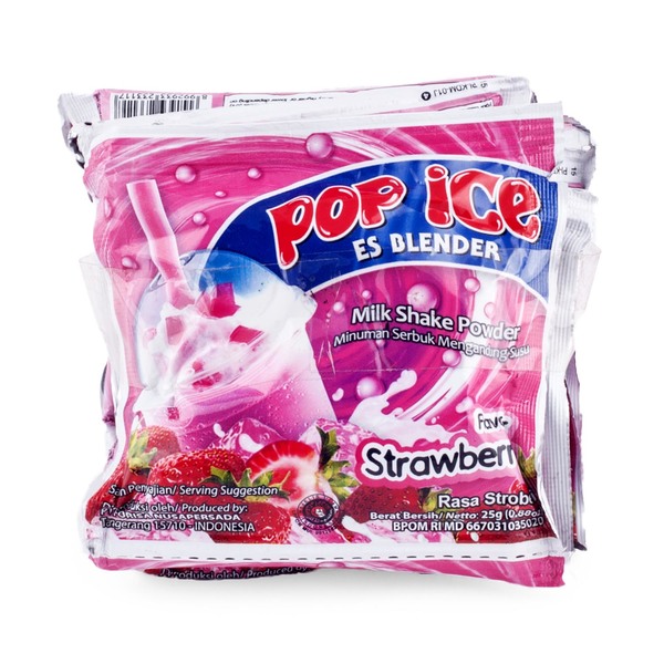 Pop Ice Strawberry Sachet  25 Gr Renceng 10 Pcs