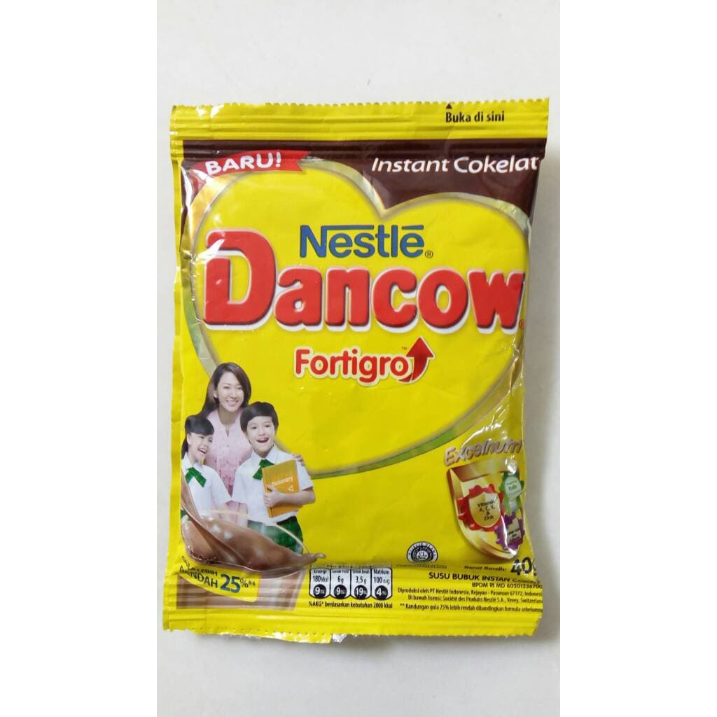 Dancow Instant Coklat Fortigro Sachet 39Gr Renceng 10 Pcs