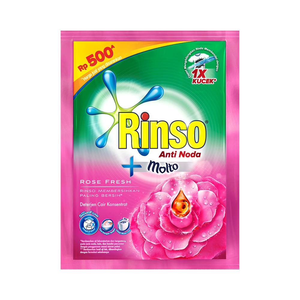 Rinso Anti Noda Cair Plus Molto Rose Fresh Sachet 42 Ml Renceng 6 Pcs