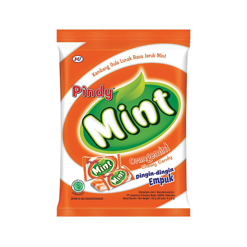 Pindy Chewy Candy Orangemint 115 G Isi 50 Plastic Pack