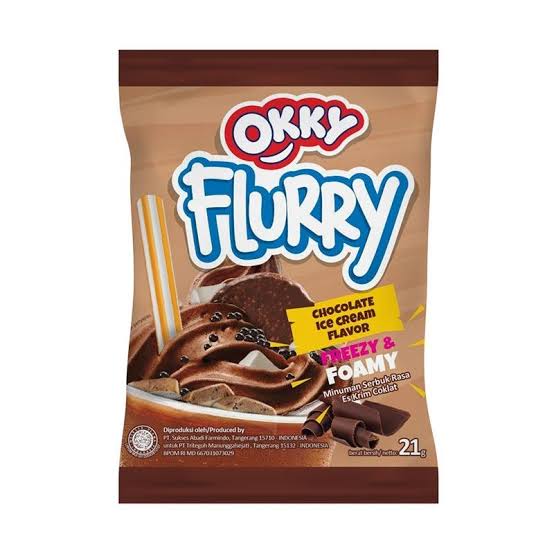 Okky Flurry Vanilla Ice Cream Flavor Rasa Coklat Sachet 21 Gr