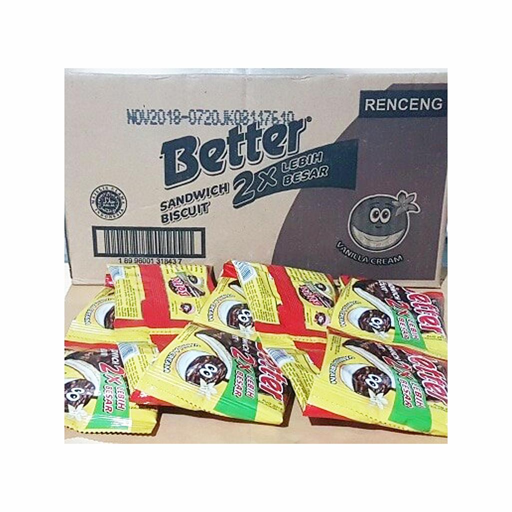 Better Sandwich Biscuit Rasa Vanilla 22 G Plastik Karton Isi 180
