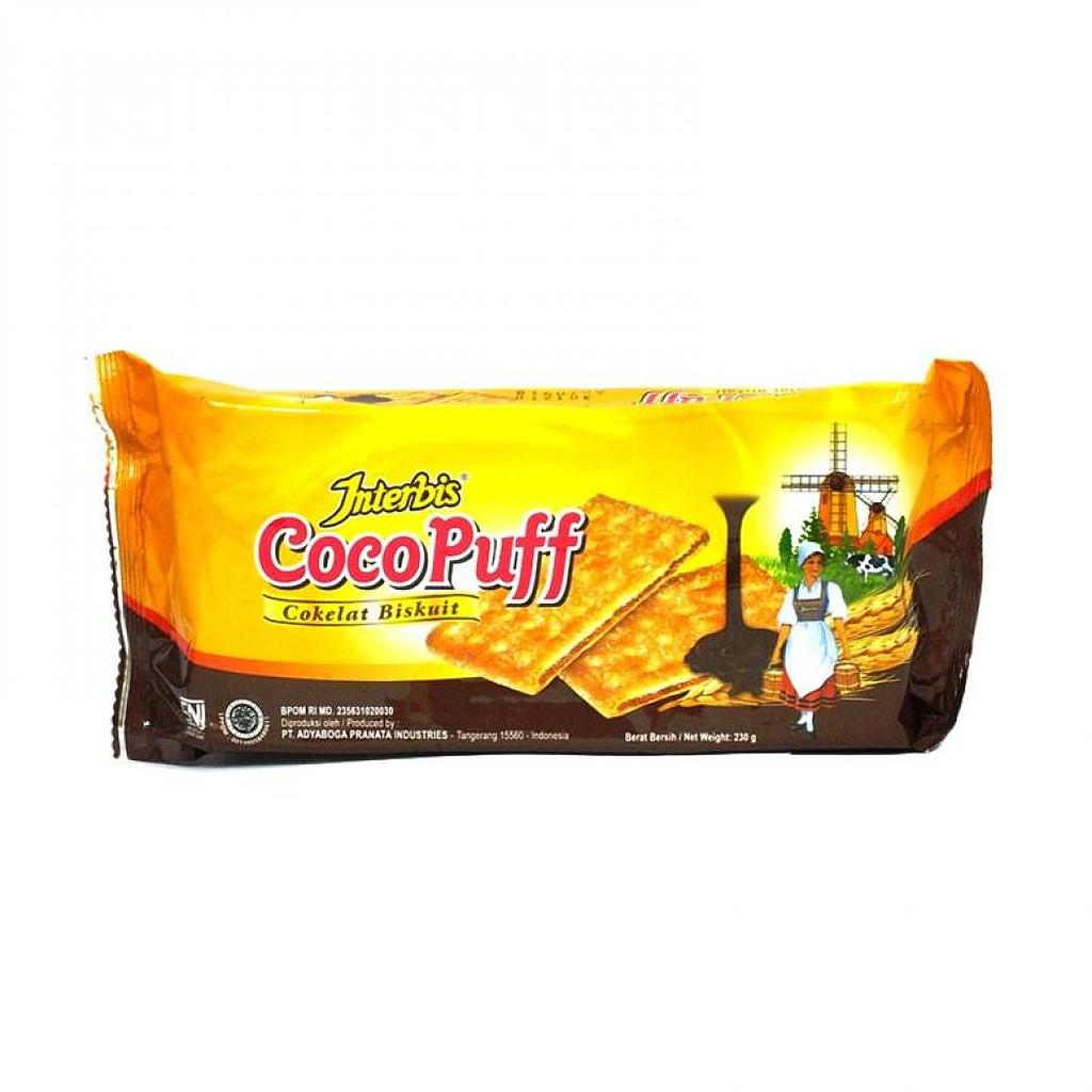 Interbis Cocopuff Cokelat Biskuit 230 g Pack