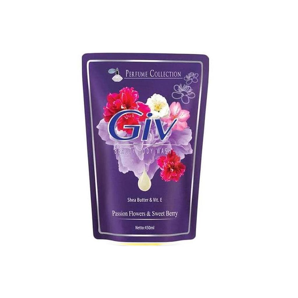 Giv Body Wash Liquid Flower &amp; Berry Pouch 450 Ml