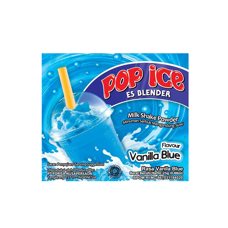 Pop Ice Vanilla Blue  Sachet 25 Gr Renceng 10 Pcs