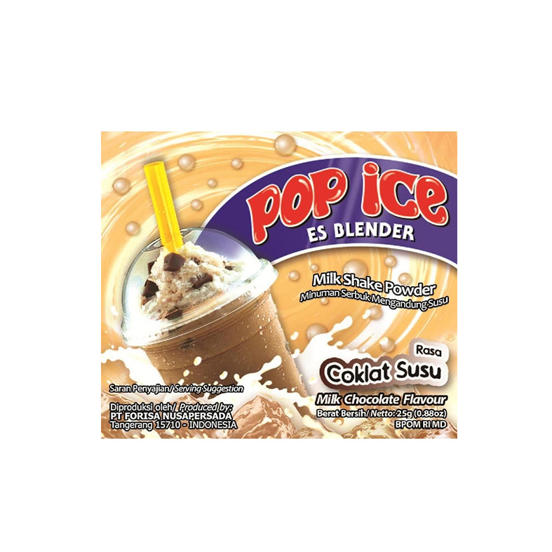 Pop ice Coklat Susu  Sachet 25 Gr Renceng 10 Pcs
