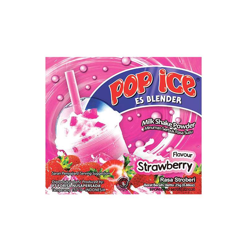 Pop Ice Strawberry Sachet  25 Gr Renceng 10 Pcs