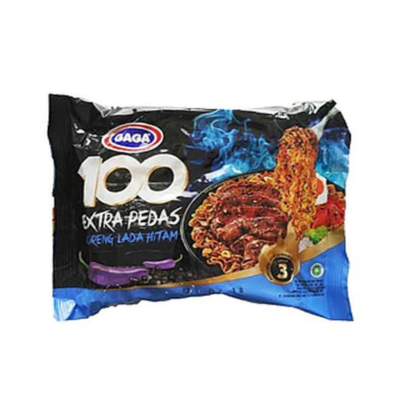 Gaga 100 Mie Goreng Extra Pedas Lada Hitam 85 Gr