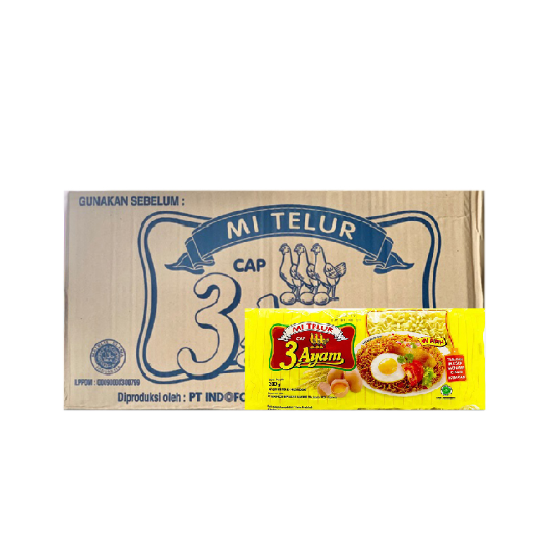 Mi Telur Cap 3 Ayam Kardus Isi 20 Pcs