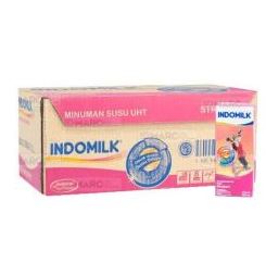 INDOMILK STRAWBERRY 190 ML TETRA PACK KARTON ISI 24