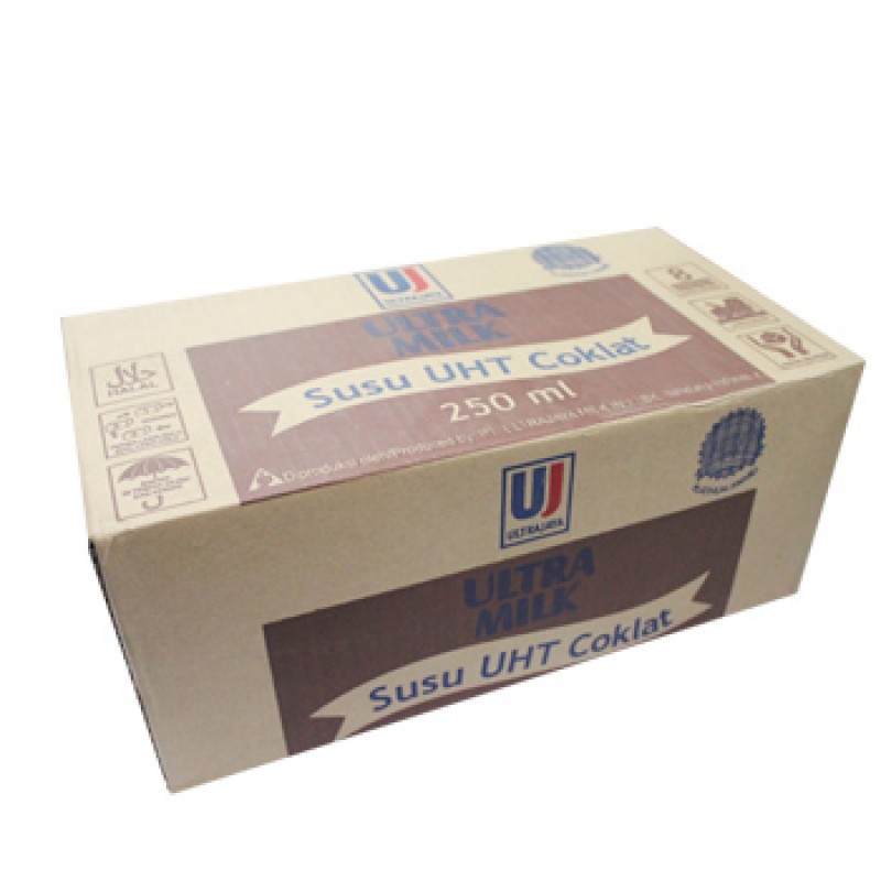 ULTRA MILK COKELAT TETRA PACK 250 ML KARTON ISI 24