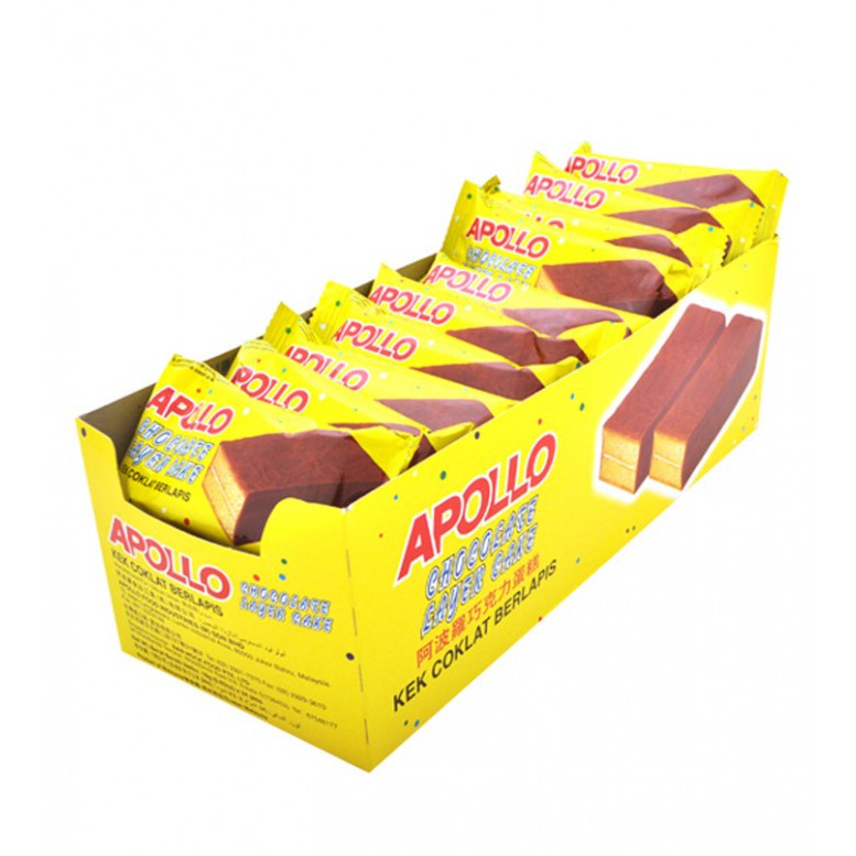 Apollo Bolu Cokelat 18 G Plastik Box Isi 24