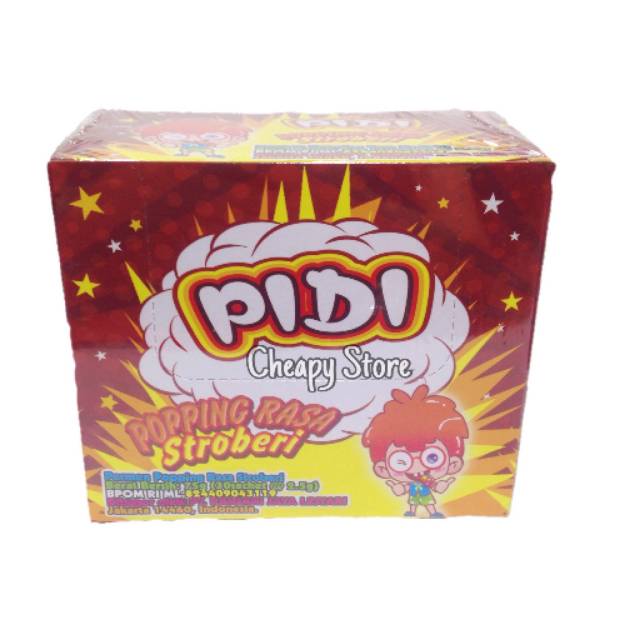 Pidi Permen Popping Rasa Stroberi 2,5 G Isi 30 Pcs